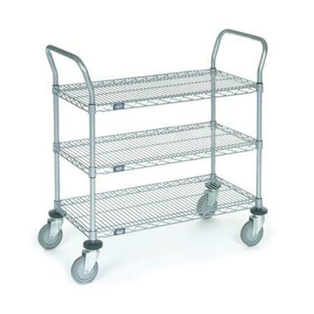NEXEL 21 x 36 x 3 in. Shelf Utility Cart-Polyurethane Caster- Chrome 2136P3C